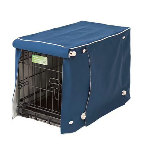 Navy Blue with Natural Designer -  Dog Crate Cover