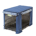 Indigo Blue Twill with Leopard Print Dog Crate Cover