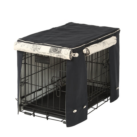 Black with Parisian Dog Crate Cover